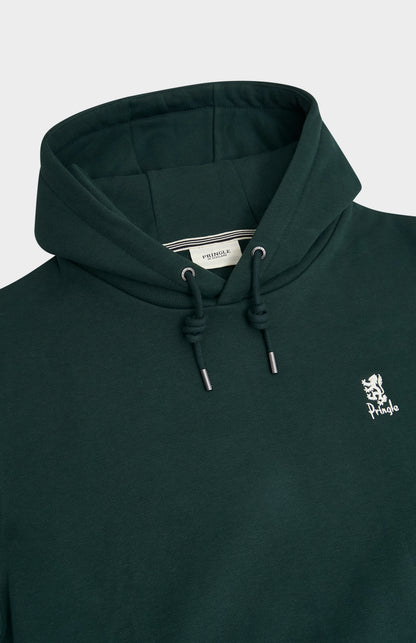 Pringle of Scotland Men's Hooded Jumper In Pine Green neck detail