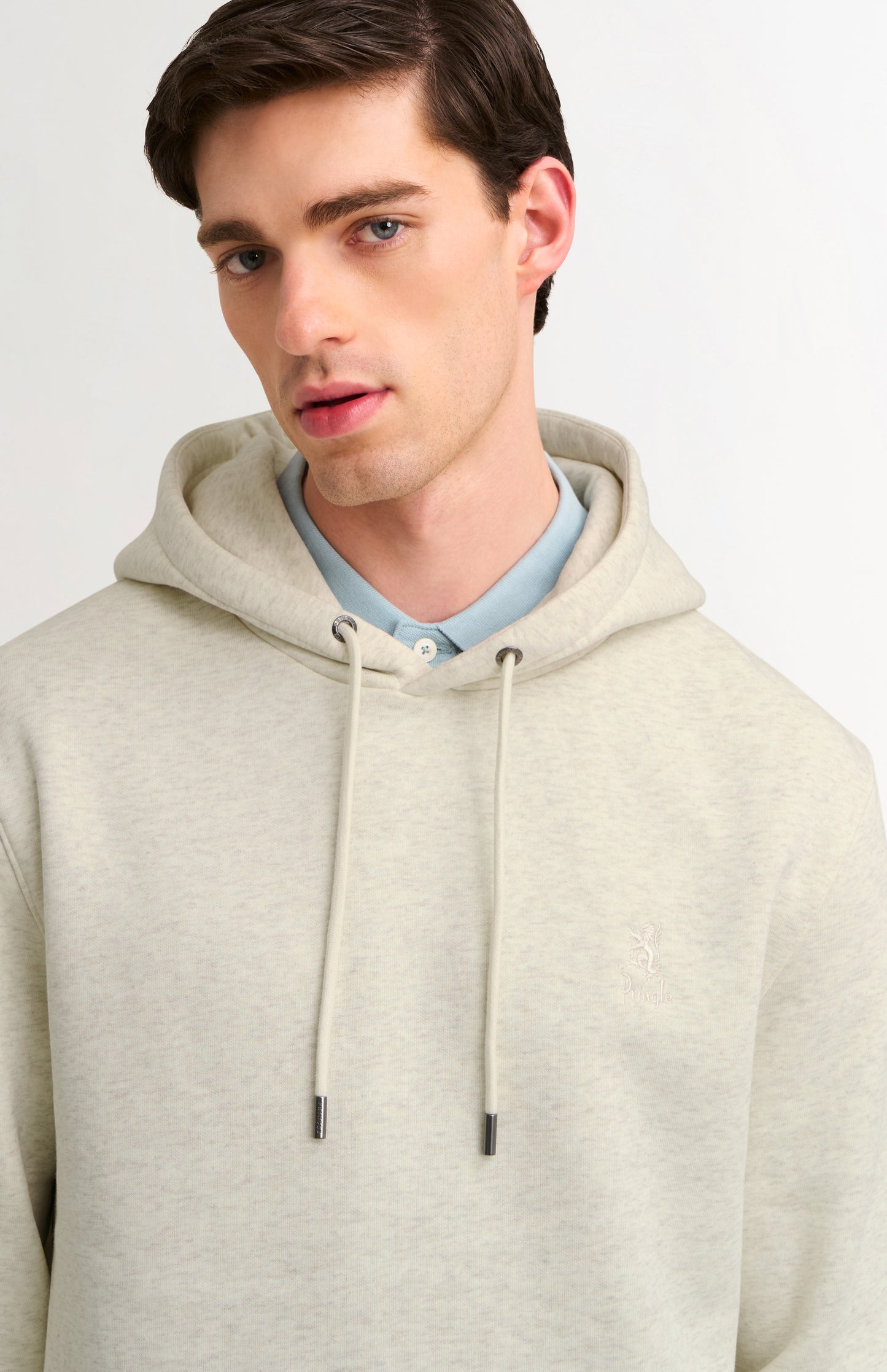 Men's Hooded Jumper In Ecru Beige Melange