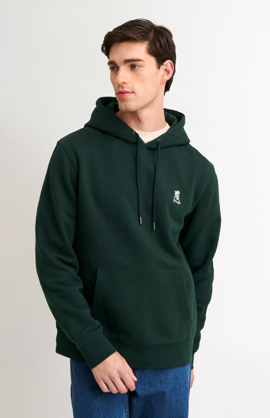 Men's Hooded Jumper In Pine Green