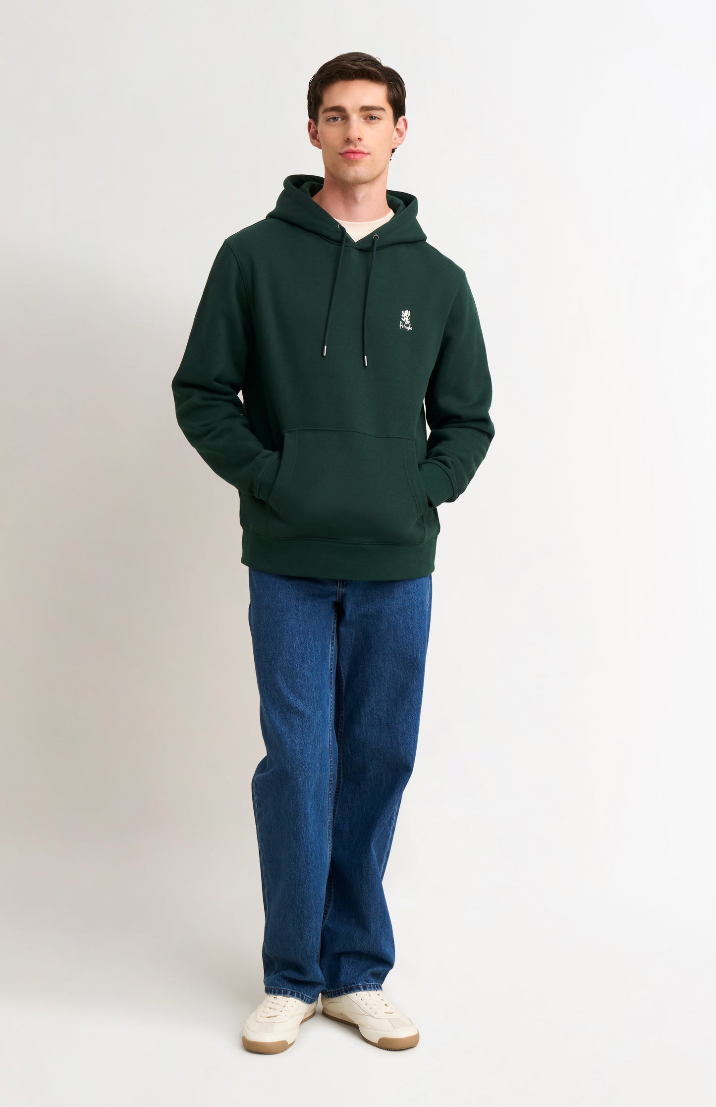 Men's Hooded Jumper In Pine Green