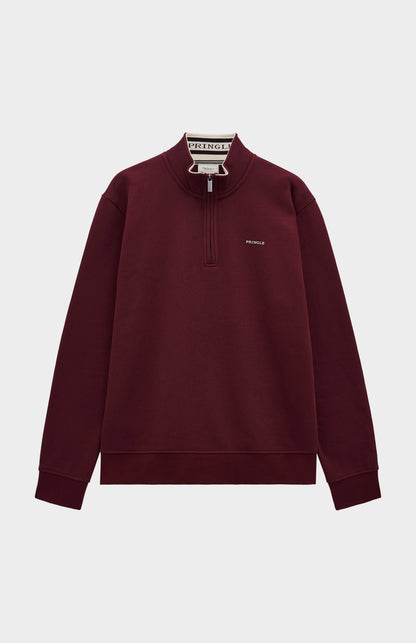 Pringle Mens Quarter Zip Track Jumper In Burgundy