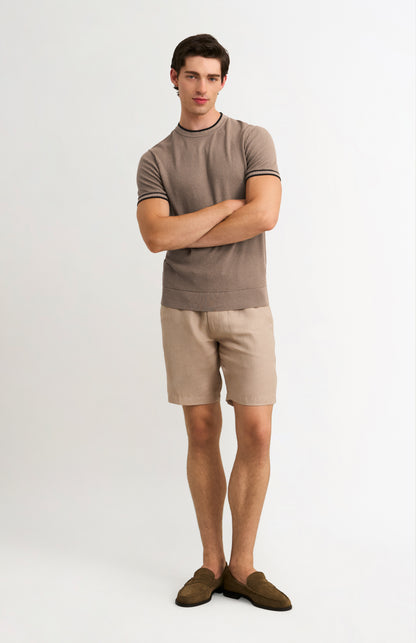 Men's Silk And Cotton Diamond Stitch T-shirt In Mushroom