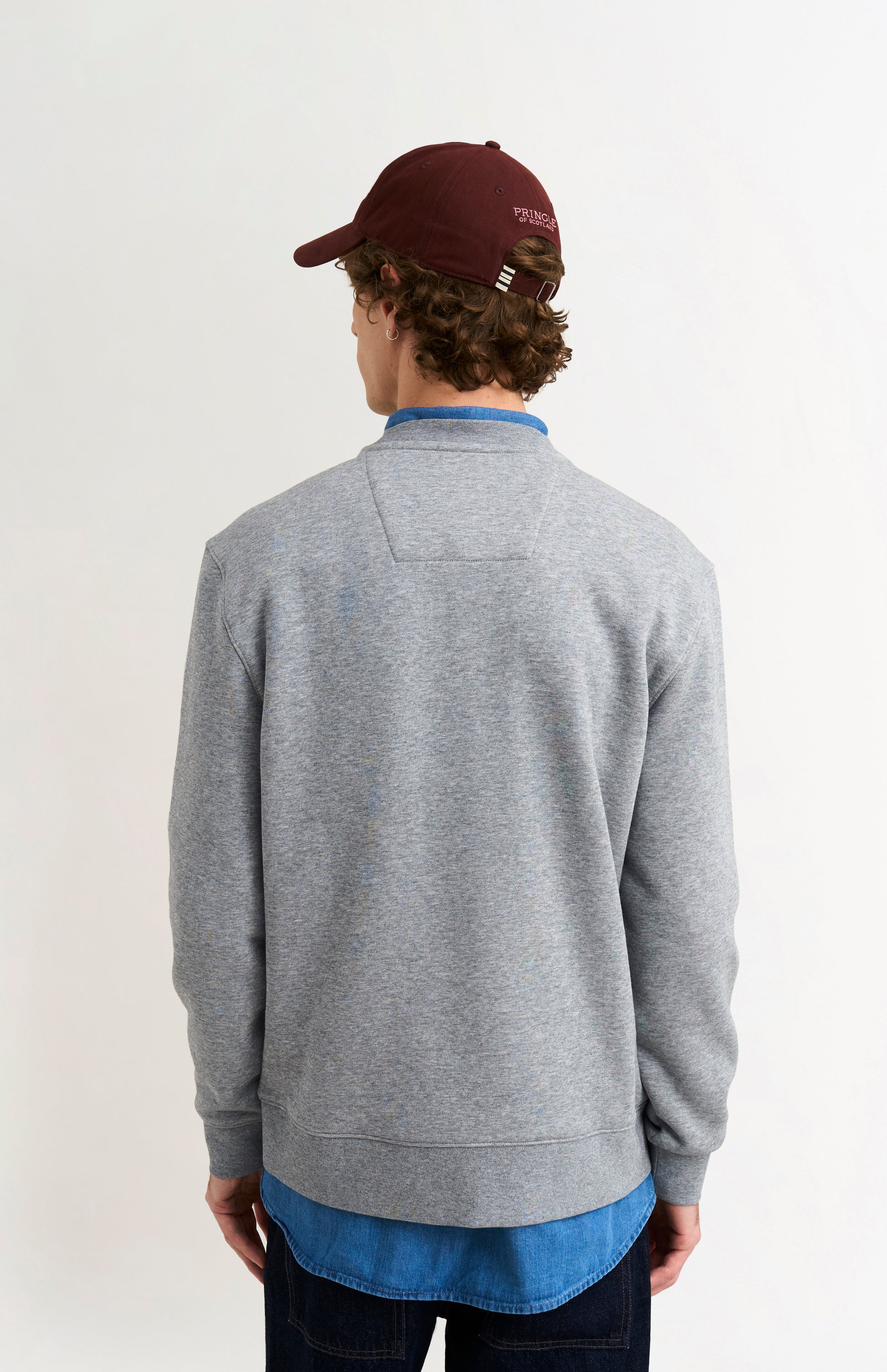 Pringle of Scotland Men's Crew Neck Sweatshirt In Grey Melange rear view