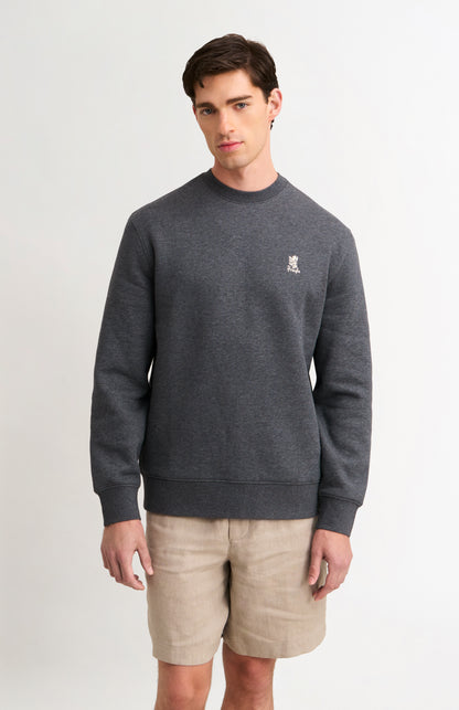 Men's Crew Neck Sweatshirt In Charcoal Melange