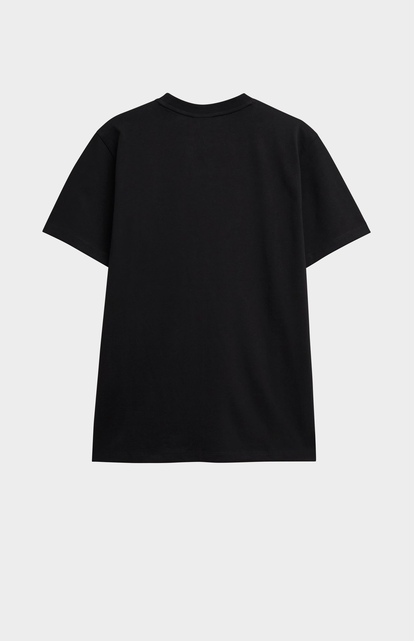 Black t-shirt on a light gray background