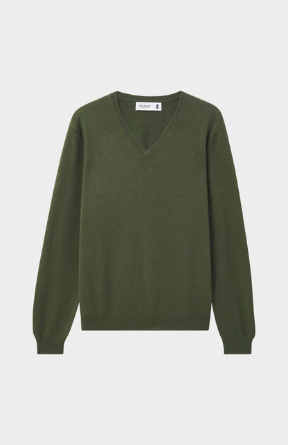 Pringle of Scotland Men's Classic V Neck Cashmere Jumper In Evergreen