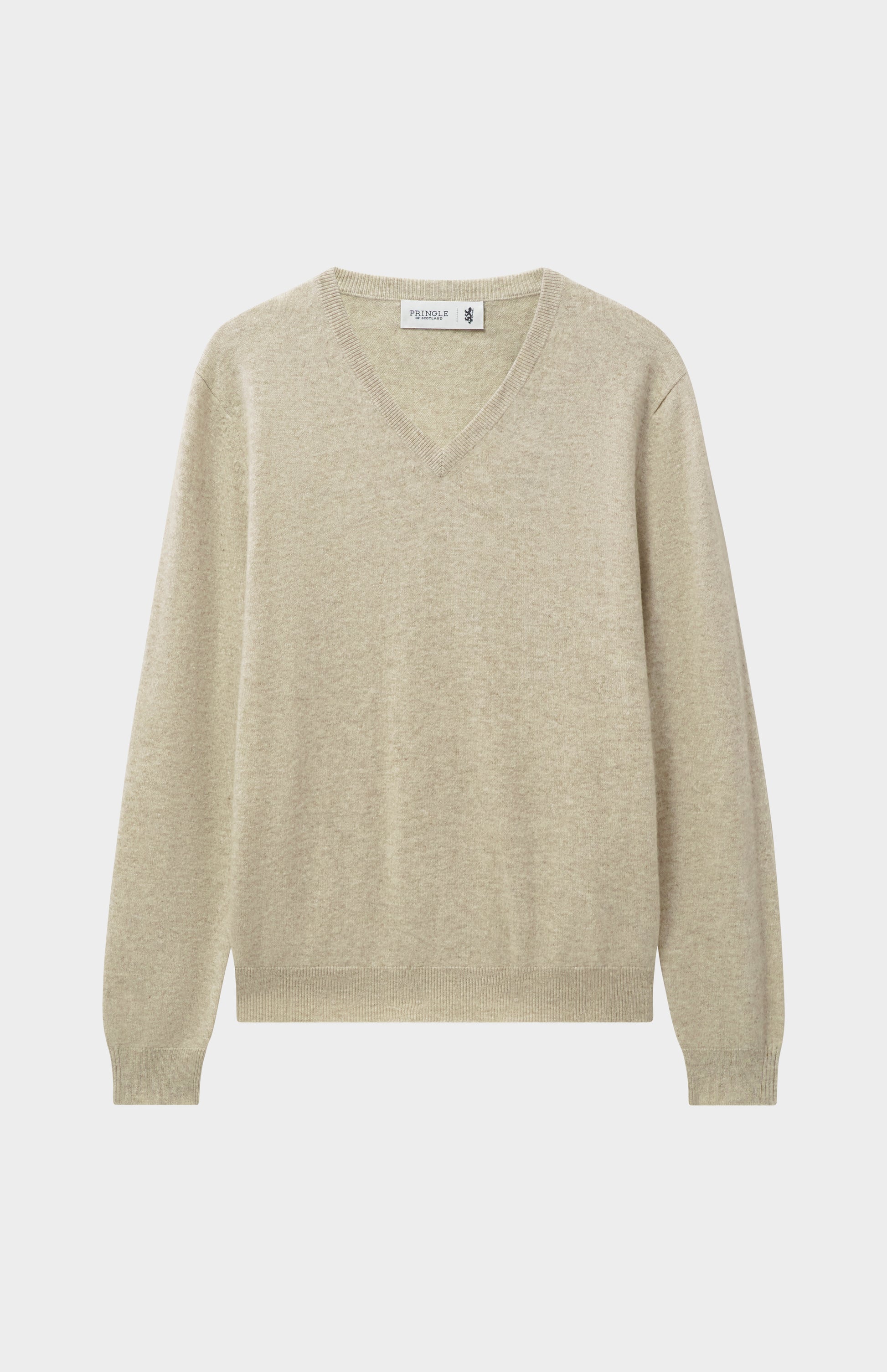Pringle of Scotland Men's Classic V Neck Cashmere Jumper In Oatmeal