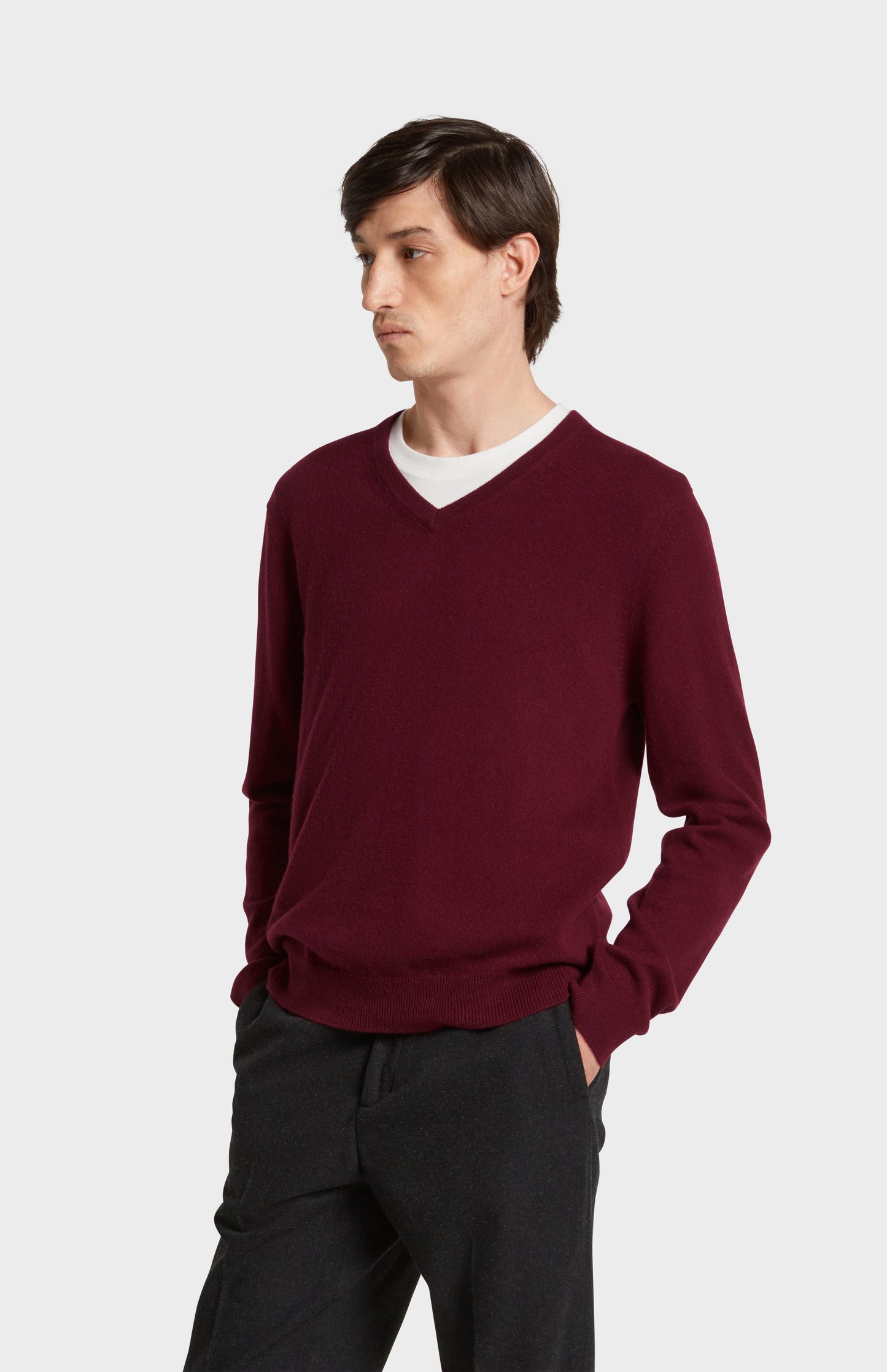 Pringle of Scotland Men's V Neck Cashmere Jumper on Model Cropped front Image