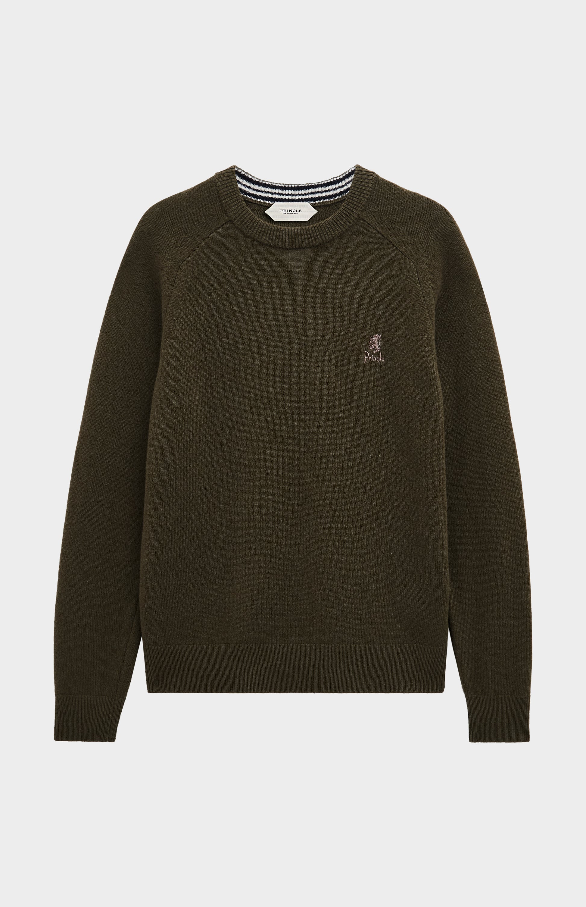 Pringle of Scotland Men’s Lambswool Crew Neck Jumper In Dark Olive