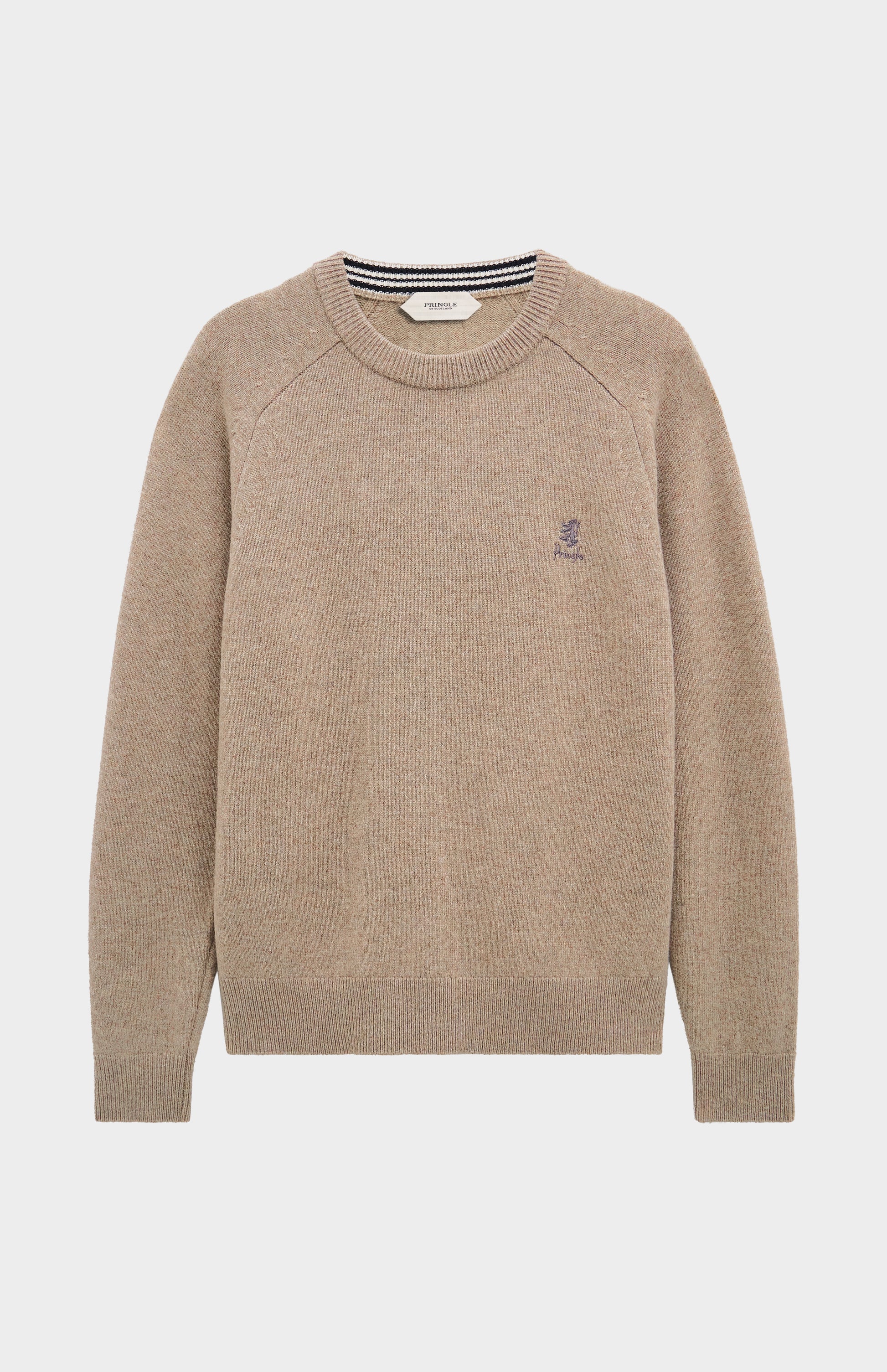 Pringle of Scotland Men’s Lambswool Crew Neck Jumper In Mushroom