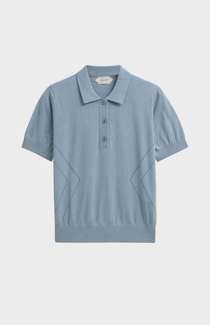 Women's Superfine Silk Blend Pointelle Polo Shirt In Light Blue