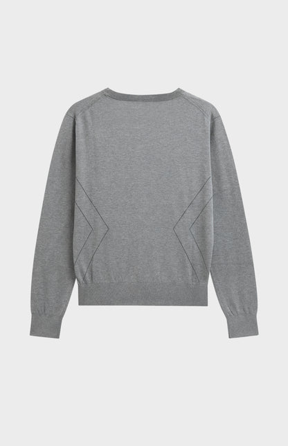 Women's Superfine Silk Blend Pointelle Crew Neck Jumper in Grey Melange