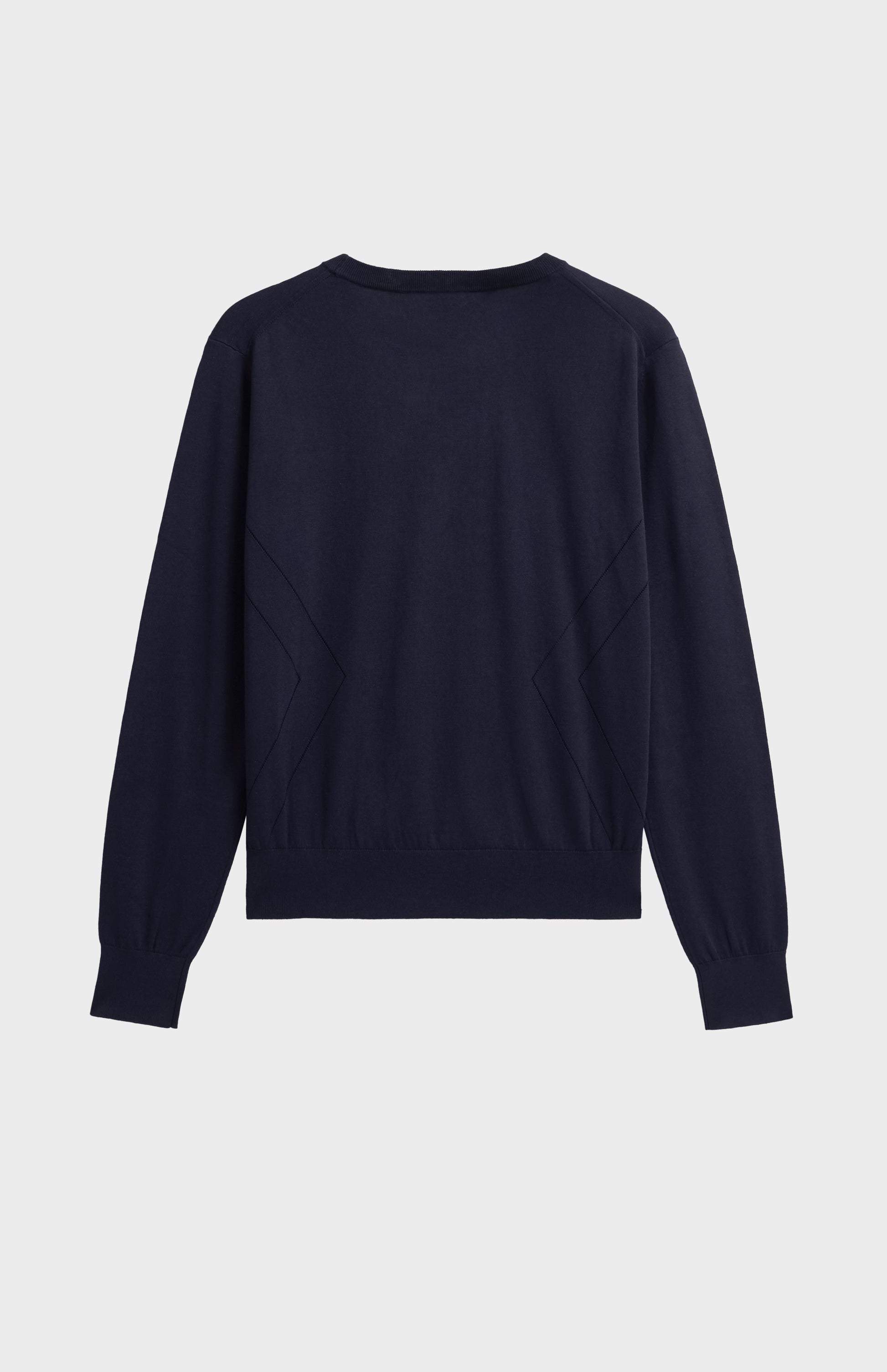 Women's Superfine Silk Blend Pointelle Crew Neck Jumper In Navy Blue