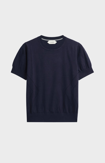 Women's Superfine Silk Blend Pointelle Crew Neck T-shirt In Navy