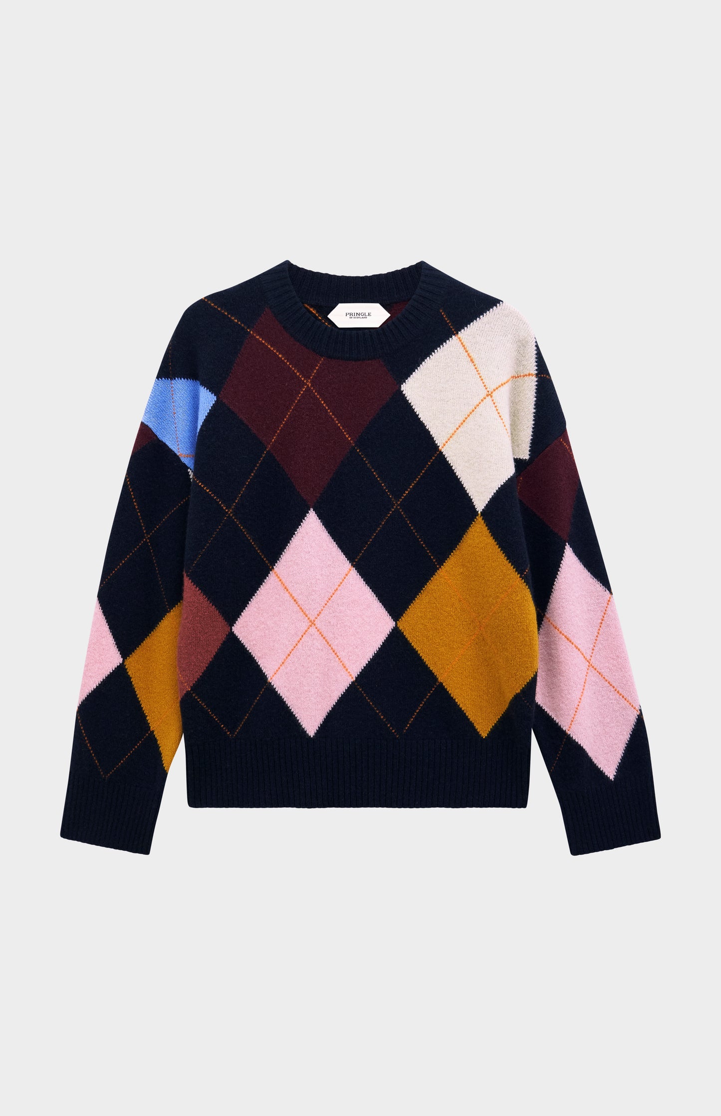 Pringle Women's Crew Neck Lambswool Argyle Jumper in Navy / Multi