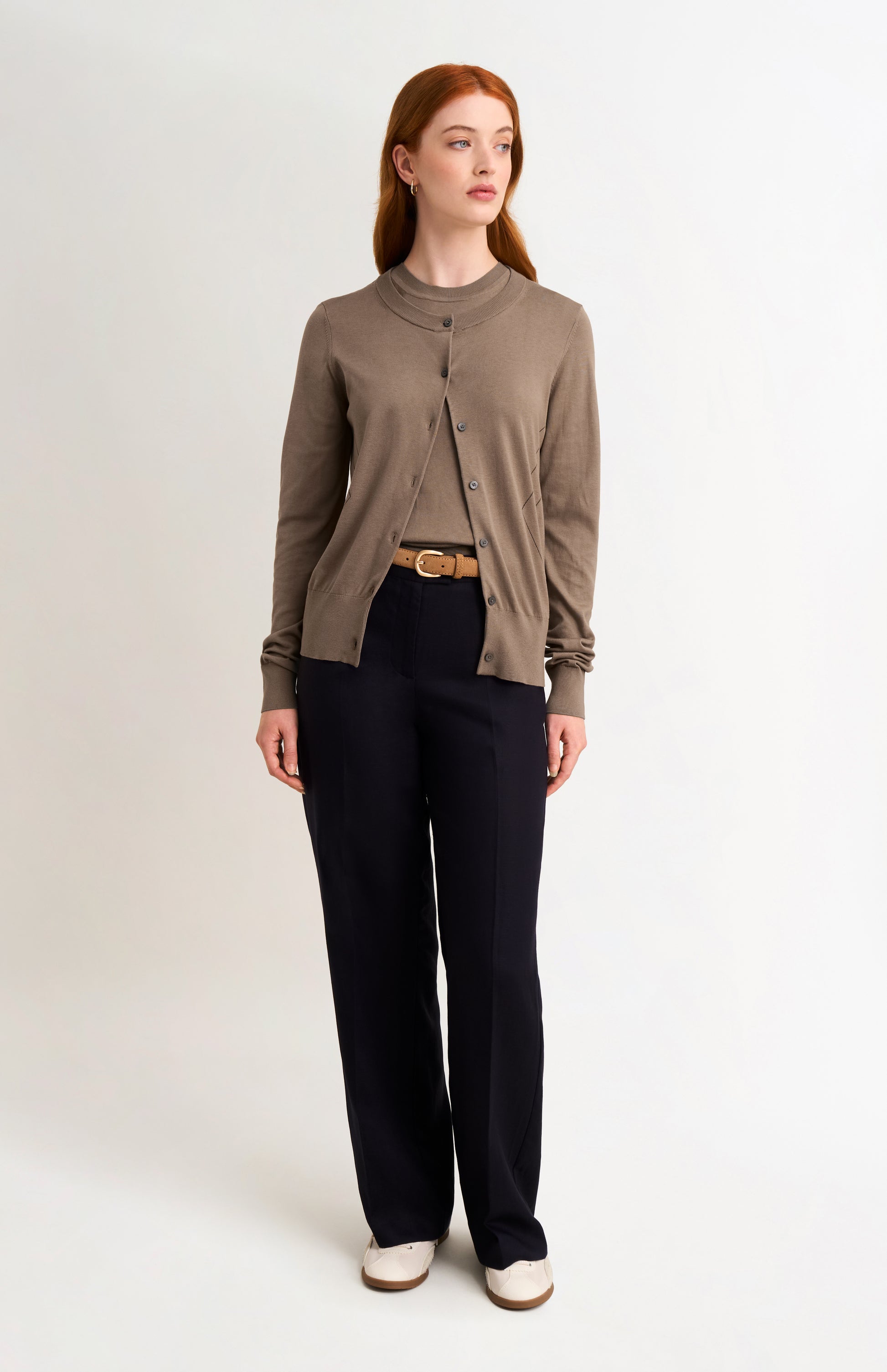 Women's Superfine Silk Blend Pointelle Cardigan In Mushroom