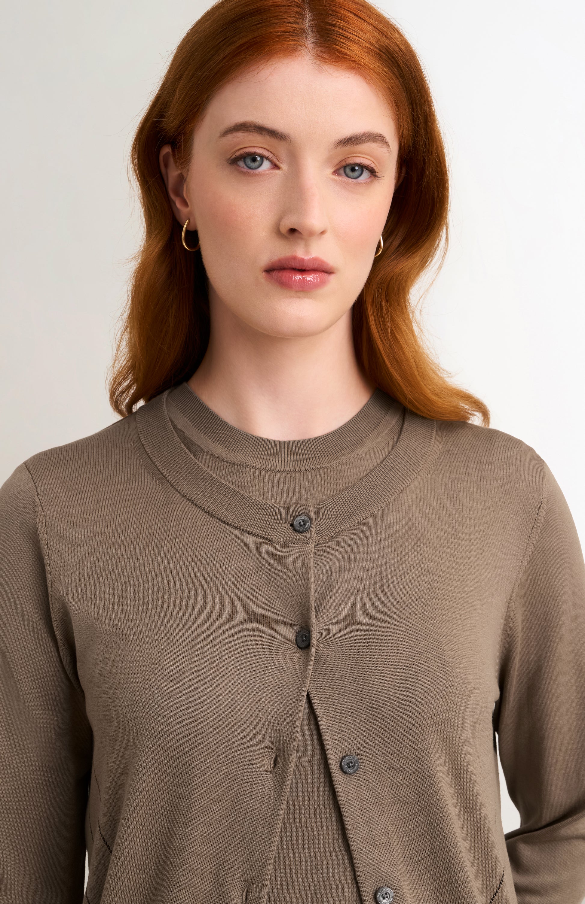 Women's Superfine Silk Blend Pointelle Cardigan In Mushroom