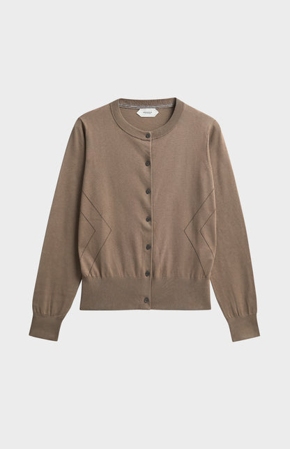 Women's Superfine Silk Blend Pointelle Cardigan In Mushroom