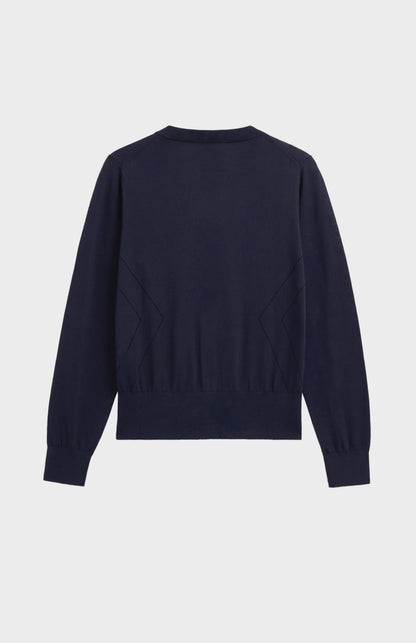 Women's Superfine Silk Blend Pointelle Cardigan In Navy Blue