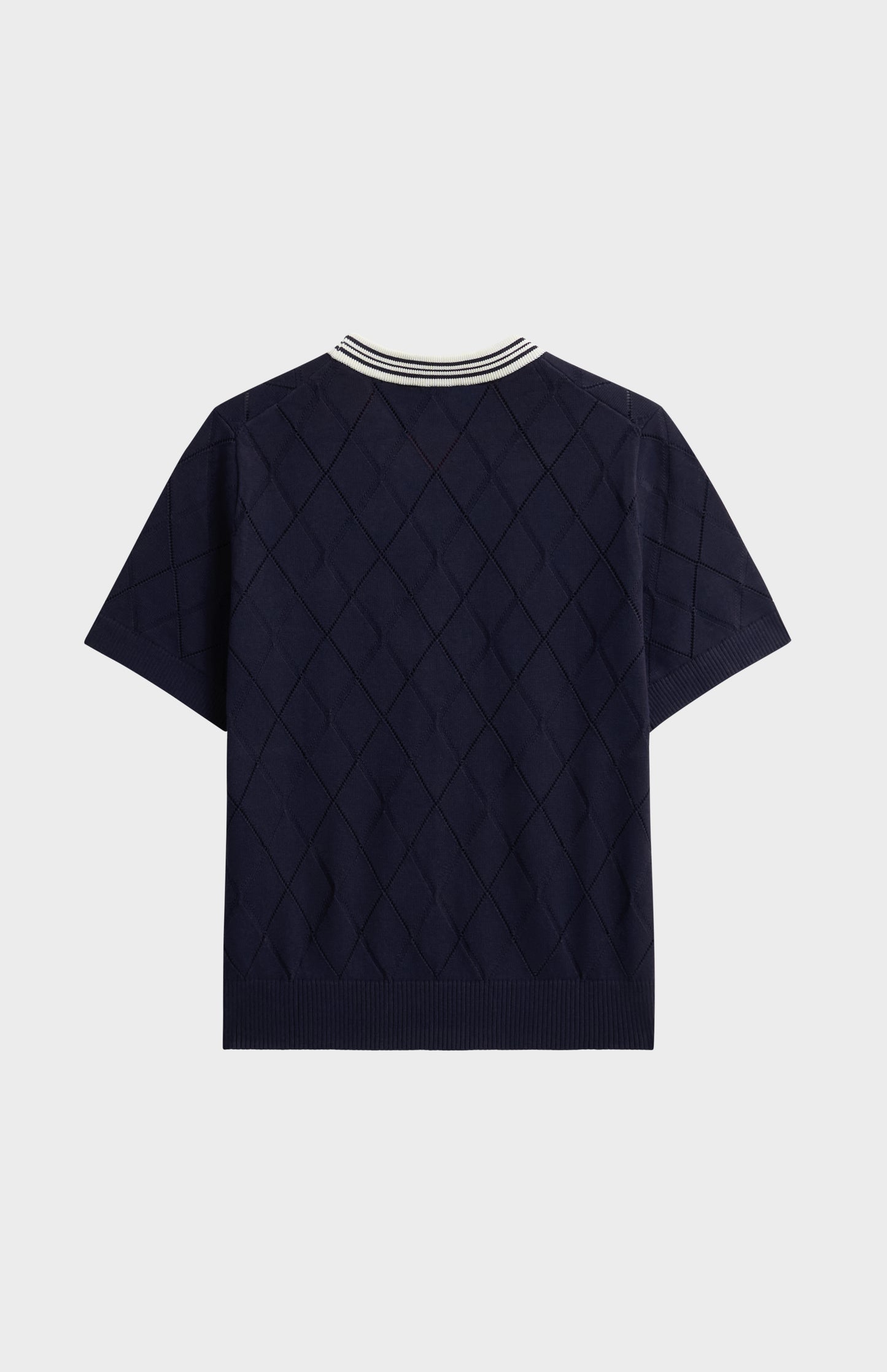 Women's Silk Blend Textured Argyle Crew Neck T-shirt In Navy