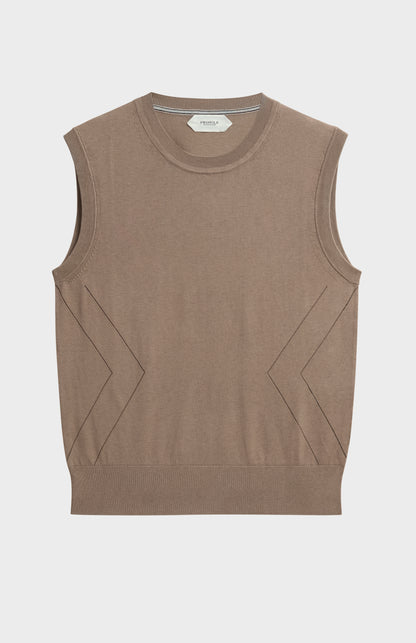Women's Superfine Silk Blend Pointelle Crew Neck Vest In Mushroom
