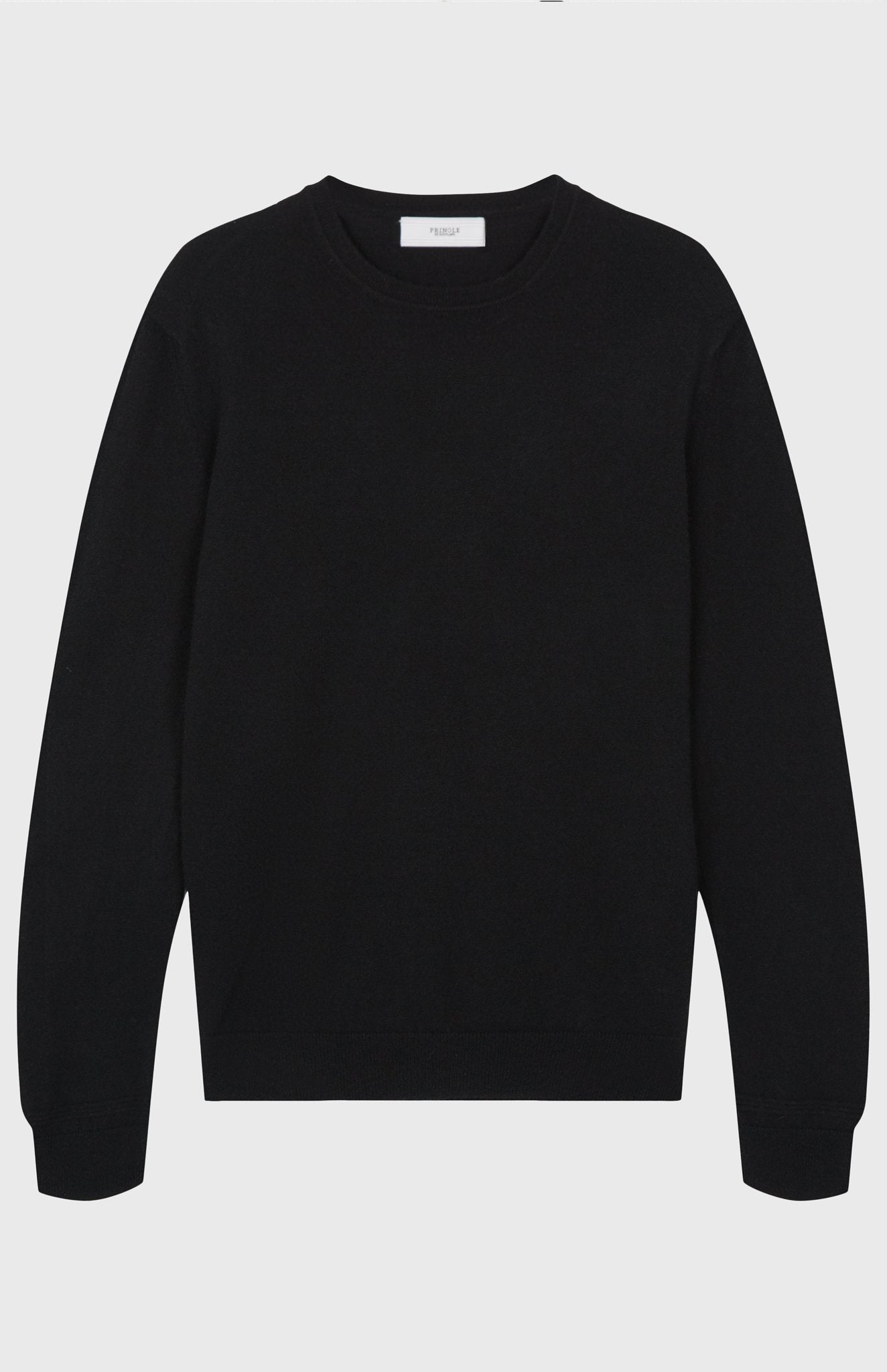 Men's Scottish Cashmere Round Neck Jumper In Black flat shot - Pringle of Scotland