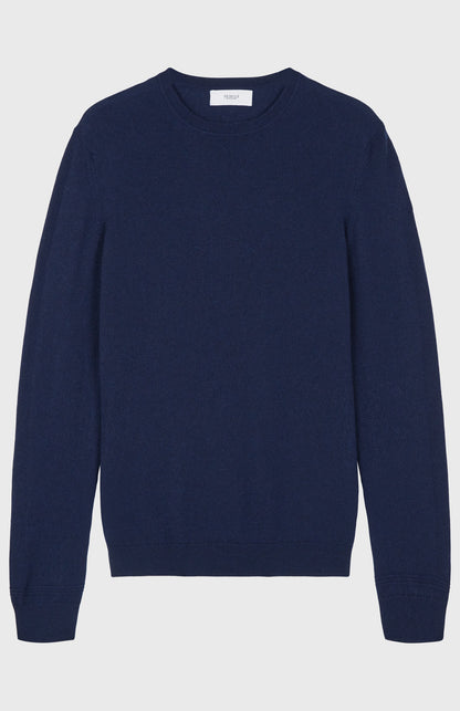 Men's Scottish Cashmere Round Neck Jumper In Ink flat shot - Pringle of Scotland