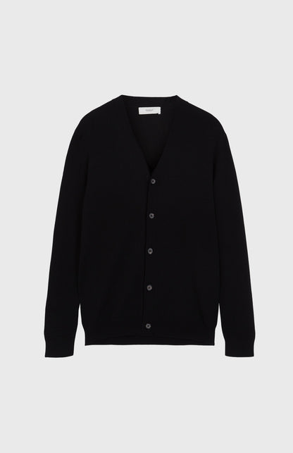 Pringle of Scotland Men's Cashmere Cardigan in Black. Product shot