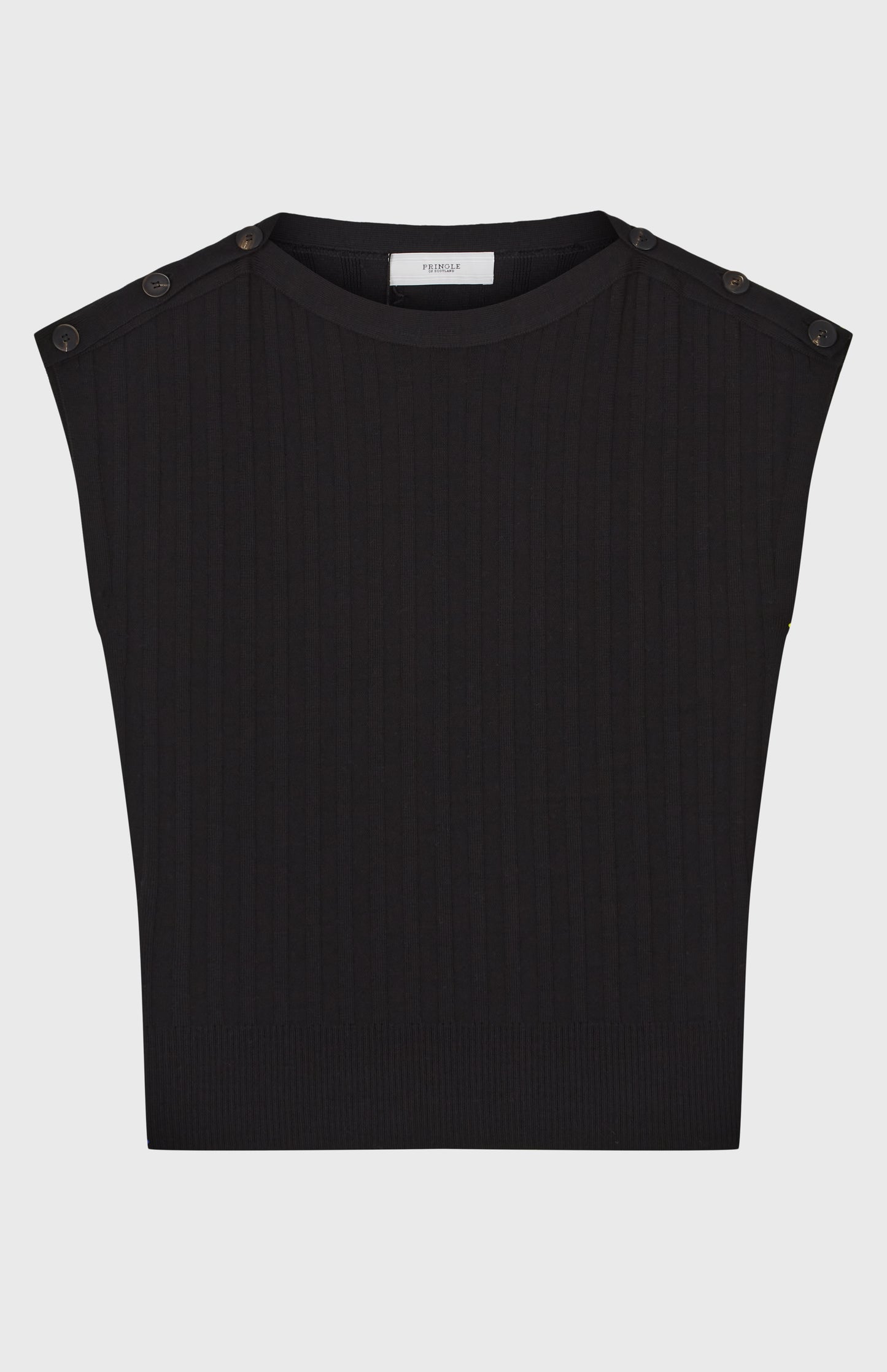 Pringle of Scotland Round Neck Merino Sleeveless Jumper In Black