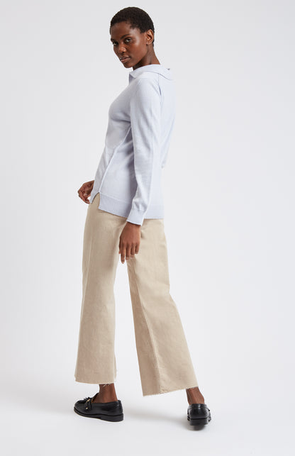 Women's Polo-style Cashmere Jumper In Light Blue