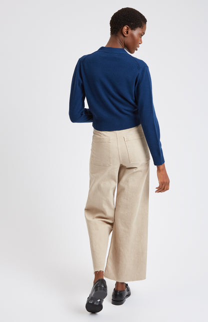 Women's Cropped Cashmere Cardigan In Navy
