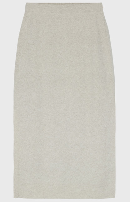 Long Wool Cashmere Skirt In Oatmeal flat shot - Prngle of Scotland